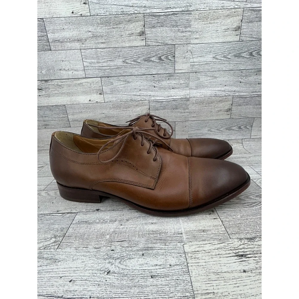 Johnston & Murphy Men Sz 11 M Brown Leather Cap Toe Oxford Dress Shoes‎ 20-5090